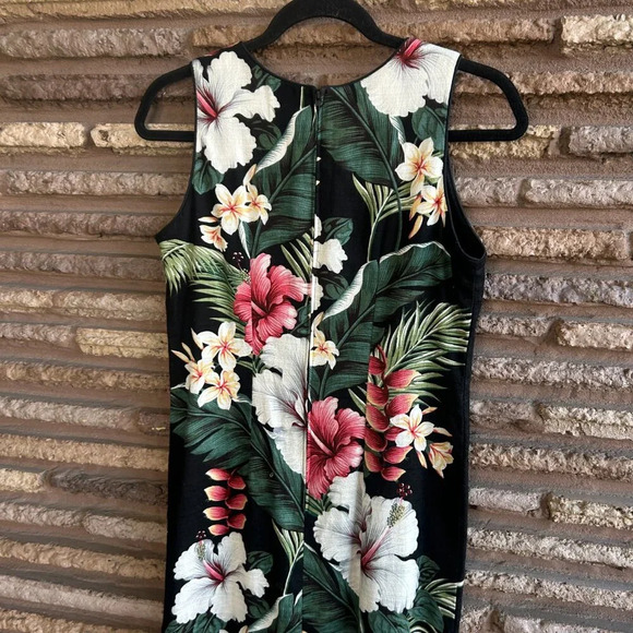 Iolani Made in Hawaii Black Hibiscus Floral Pencil Maxi Dress Size Small - Picture 4 of 9